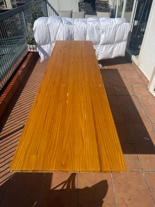 Mesa madera maciza de pino 220x60 con caballetes
