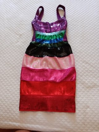 Vestido de fiesta lentejuelas multicolor