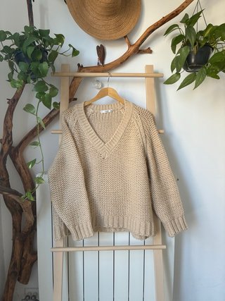Jersey de punto grueso beige Mango