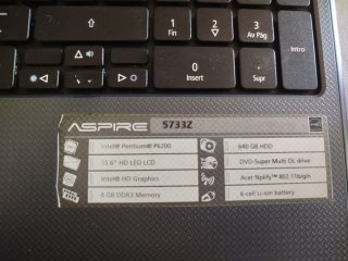 Portátil Acer Aspire 5733z