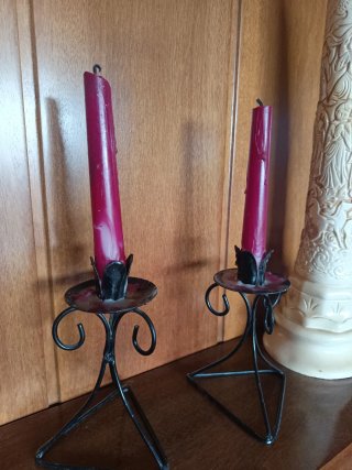 Set di 2 Candelabri in Metallo Nero