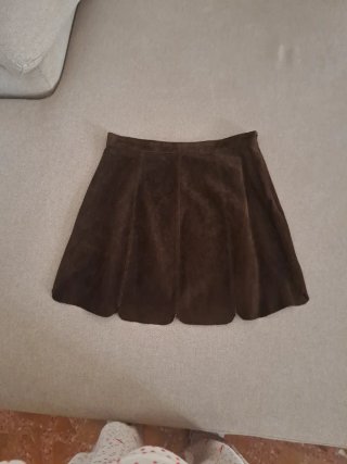 Falda de serraje Zara marrón talla S