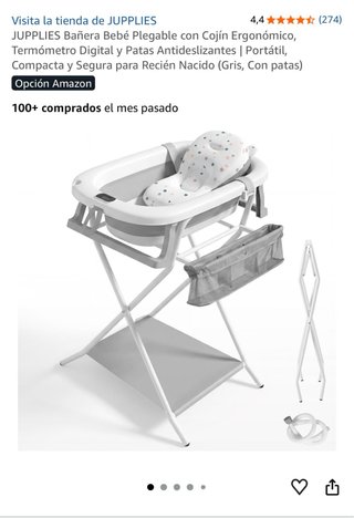 Bañera Plegable para Bebé con Patas y Cojín
