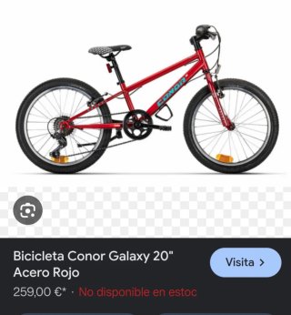 Bicicleta Infantil Conor Galaxy Roja. 20"