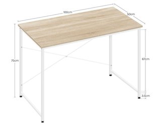 Escritorio madera y metal blanco 100x50x75cm