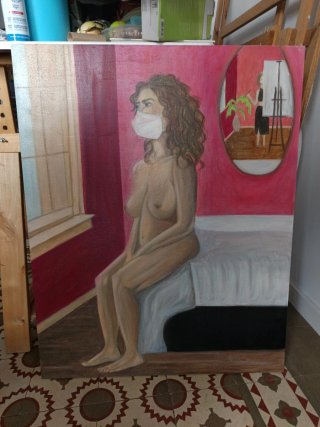 Cuadro grande pintado sobre madera