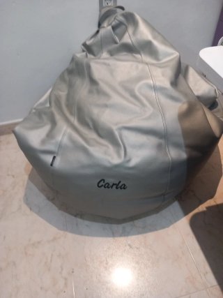 Puf in pelle sintetica argento