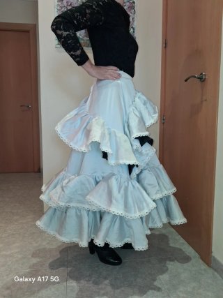 Falda de Flamenca blanco y negro con Volantes