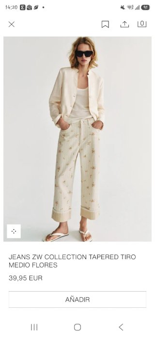 Jeans Zara Tapered Tiro Medio Flores