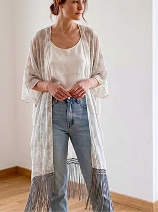 Kimono largo con flecos