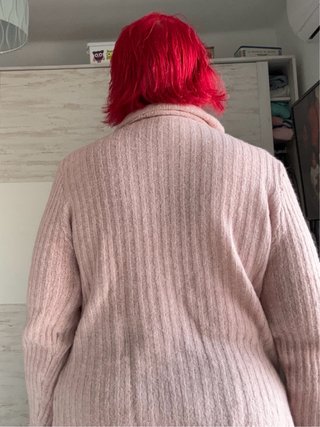 Jersey cuello alto rosa canalé