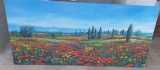 Cuadro Grande Pintado a Mano Campo Amapolas