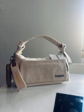 Bolso Desigual de Loneta Blanco Roto