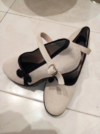 Zapatos con Plataforma Beige y Negro