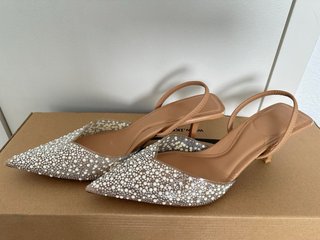 Sandalias Zara Slingback Perlas Talla 38