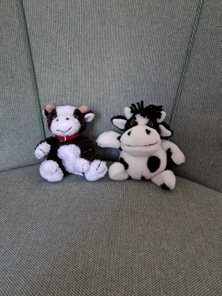 Coppia di mucchette di peluche vintage