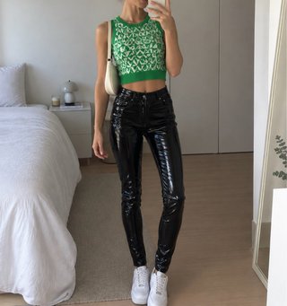 Pantalones de cuero brillantes negros