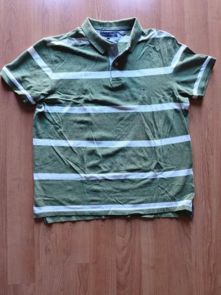 Polo Tommy Hilfiger Talla XL Verde Rayas Blancas