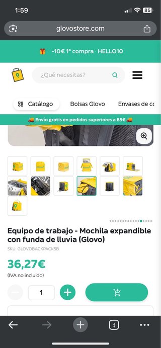 Equpamiento Repartidor Glovo