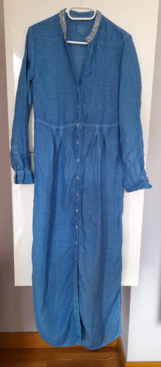 Vestido largo lino azul