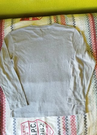 Jersey fino manga larga gris cuello V - Talla XL
