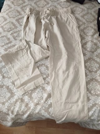 Pantalón de lino beige