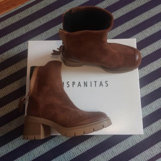 Botines Hispanitas de cuero marrón