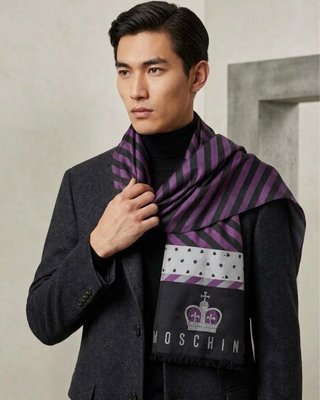 Sciarpa Moschino con corona e righe