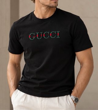 Camiseta Gucci Negra Logo Cosido Talla M
