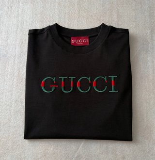 Camiseta Gucci Negra Logo Cosido Talla M
