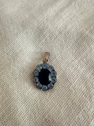 Colgante vintage piedras azules y plata