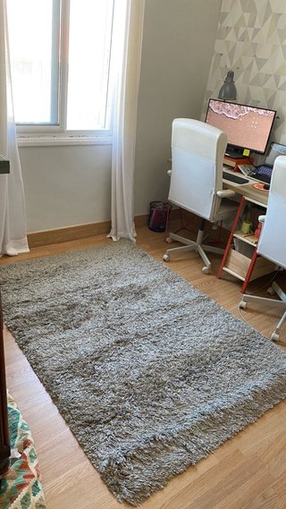 Alfombra pelo largo beige/gris