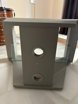 Mueble TV Gris con Estantes de Cristal