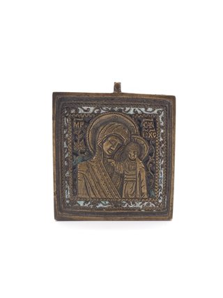 Antica Icona Viaggio Bronzo Smalti Kazan Russia