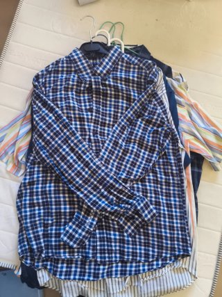Camisa de cuadros azul y multicolor