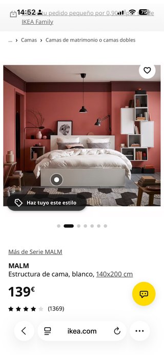 Cama ikea malm + somier lönset 140 x 200