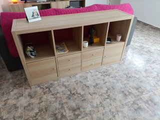 Mueble Kallax roble con 4 cajones y 2 armarios