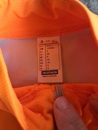Maillot Ciclismo Talla S Naranja/Gris