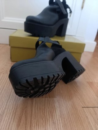 Botines plataforma tacón negros mujer