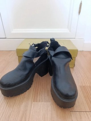 Botines plataforma tacón negros mujer