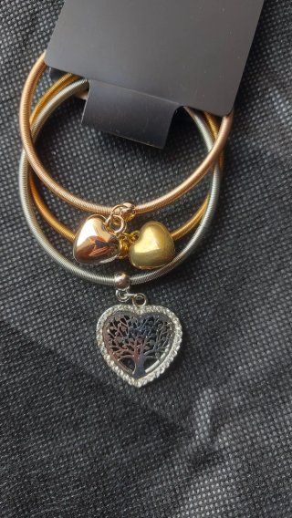 Set de 3 Pulseras Árbol de la Vida y Corazones