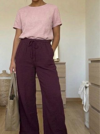 Pantalón Ancho de Muselina Talla L