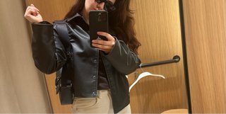 Chaqueta de piel Zara negra