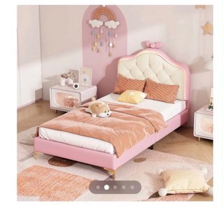 Cama Infantil Rosa con Cabecero Acolchado