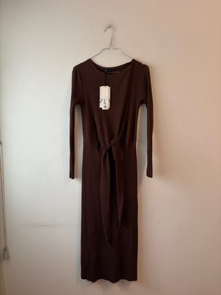Vestido Zara marrón tejido talla M