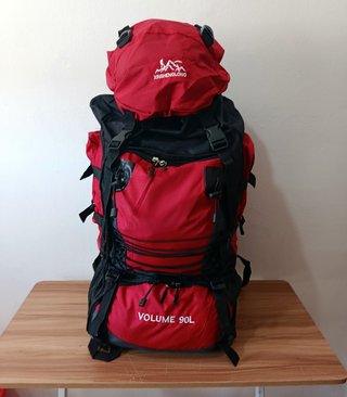 Mochila Impermeable 90L Roja y Negra