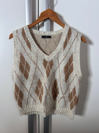 Chaleco de punto con estampado de rombos