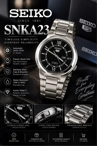 Seiko SNKA23 Reloj Automático Negro