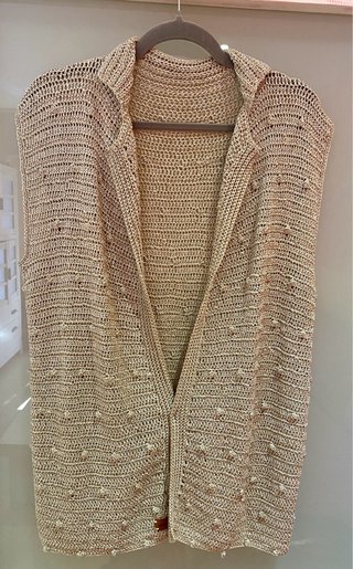 Chaleco crochet gris plateado