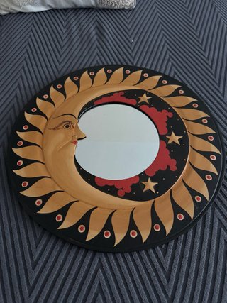 Espejo Sol y Luna Madera 40cm